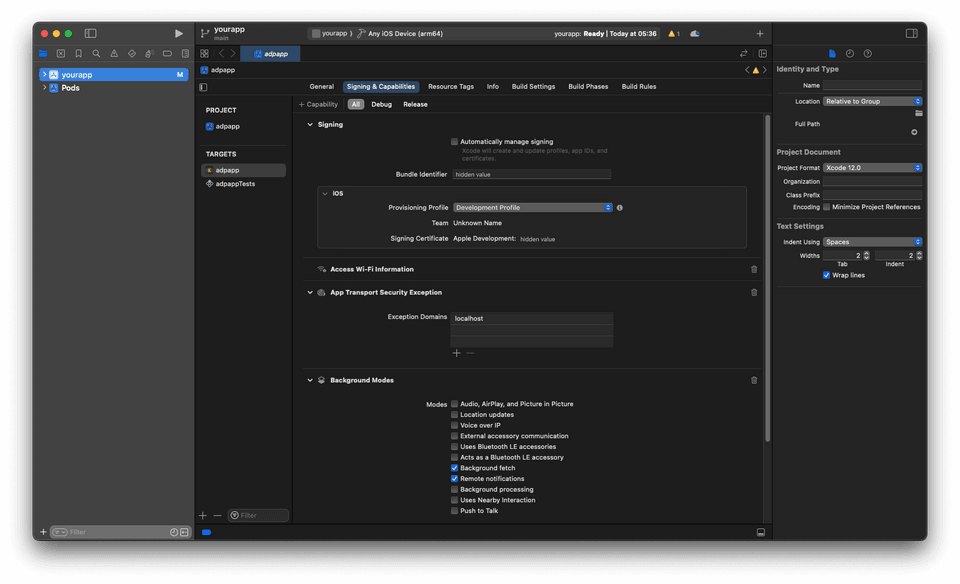 provisioning profile xcode